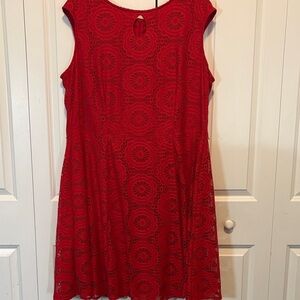 London Times Vibrant Red Lace Mini Dress